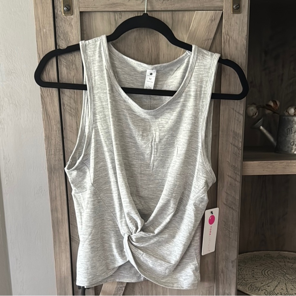 Yogalicious Heather Gray Tee Crop Tie Front